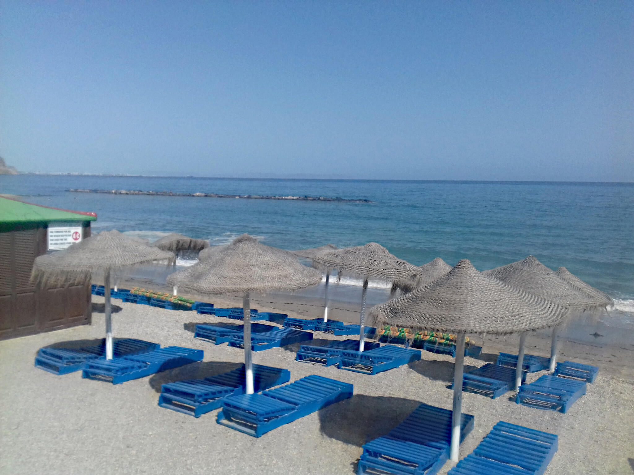 beach loungers in Aguadulce beach